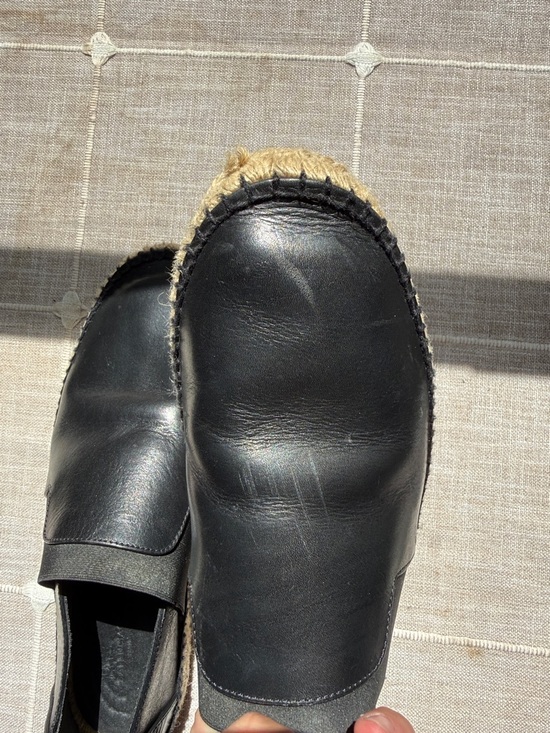 Balenciaga Black Leather Espadrille Slip-On Loafers Size 43/10 US main image 6